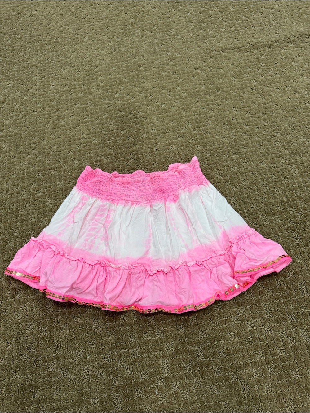 Justice Girls Pink and White Ruffled Skirt with built in shorts